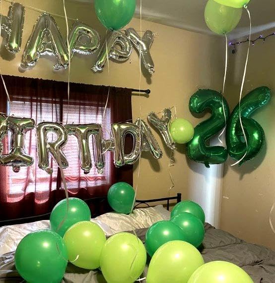 Green Number 17 Birthday Balloon 40 Inch, Digital Balloons for 17 Party Celebration Decorations Supplies, Mylar Foil Numbers Balloon for 17 Wedding Anniversary