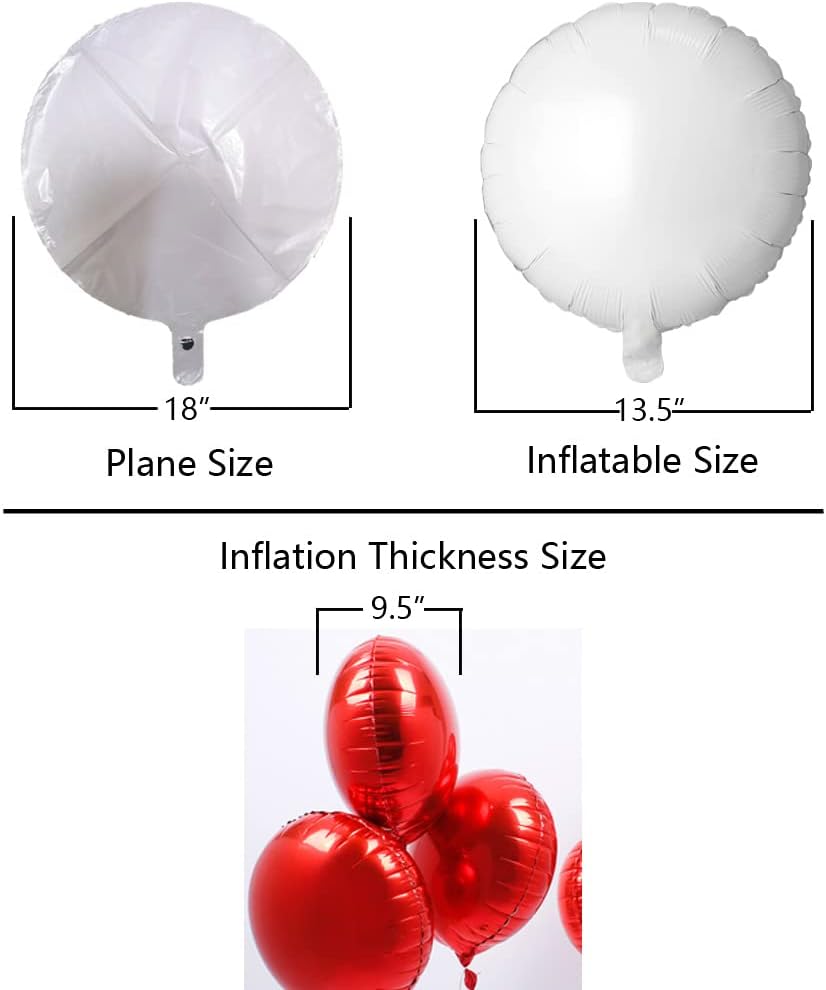 White Foil Balloon Round Shaped Mylar Helium Balloons Graduation Party Balloons Wedding Baby Shower Birthday Party Decorations, 18 Inches, Pack of 20