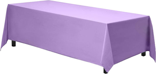 Gee Di Moda Rectangle Tablecloth - 90 x 156 Inch Lavender Table Cloth for 8 Foot Table with Floor-Length Drop - Heavy Duty Washable Fabric - 8 Ft Buffet Table, Holiday Party, Wedding & Baby Shower