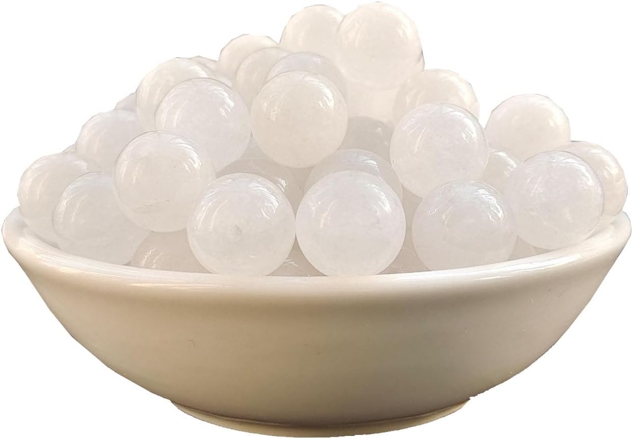 Stone Beads 6mm 140pcs White Jade Beads Round Loose Gemstones Beads for Bracelet Necklace Jewelry Making (6mm, 60618 White Jade)