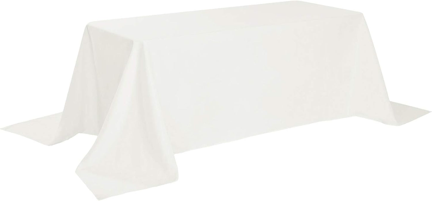 Rectangle Tablecloth 90x132 inch Washable Polyester Fabric Table Cloth for Wedding Party Dining Banquet Decoration（90x132, Ivory）