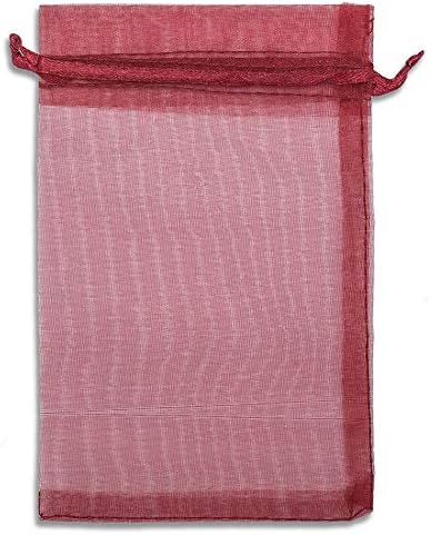 TheDisplayGuys 100-Pack 4x6 Maroon Sheer Organza Gift Bags with Drawstring, Jewelry Candy Treat Wedding Party Favors Mesh Pouch