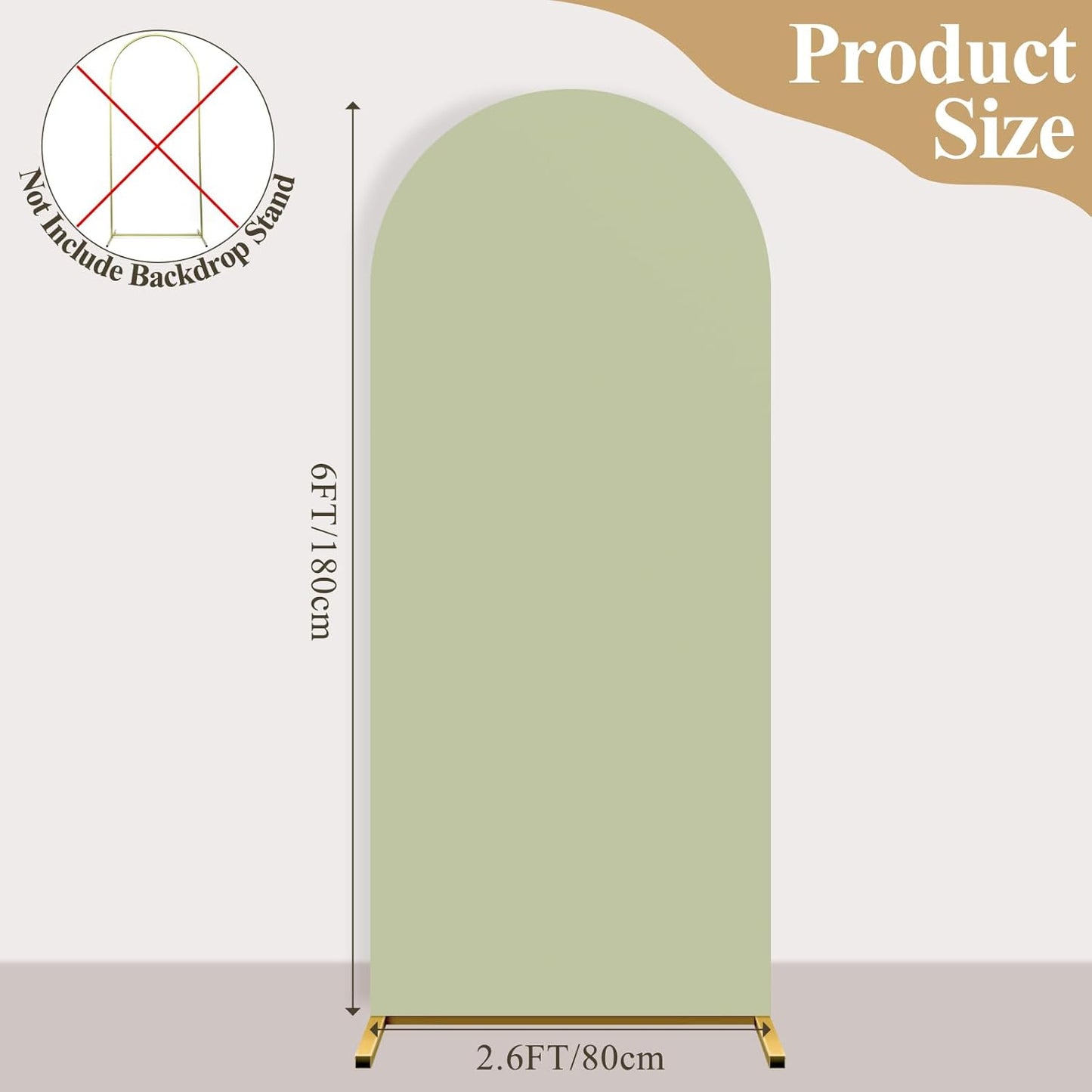 Ledido Wedding Arch Backdrop Cover 6FT Arch Covers Fitted Stretchy Spandex Round Top Stand Backdrop Cover for Wedding Banquet Ceremony Birthday Party Baby Shower Event Decoration,Green