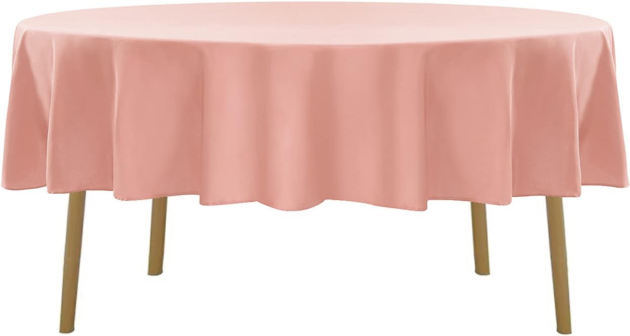 70 inch Round Tablecloth Washable Polyester Table Cloth Decorative Table Cover for Wedding Party Dining Banquet（70 inch, Dusty Pink）