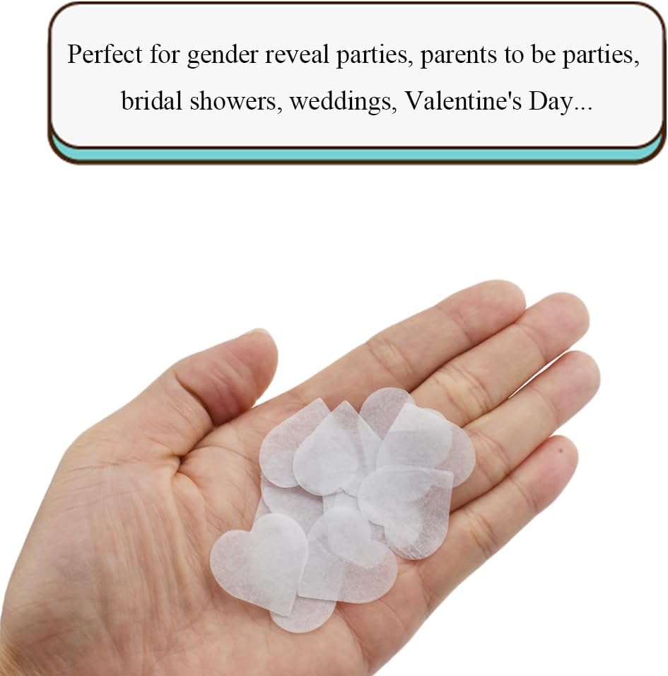 HAHIYO 0.78Inch White Heart Tissue Paper Confetti Table Decoration Confetti Dot Pastel Bulk Table Scatter Confetti Paper for Packaging Wedding Bachelorette Shower Birthday Party, 6000PCs
