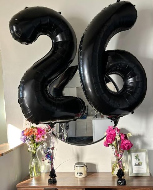 Black Number 16 Balloon - 40 Inch, Birthday Party Decorations, Anniversary & Graduation Supplies