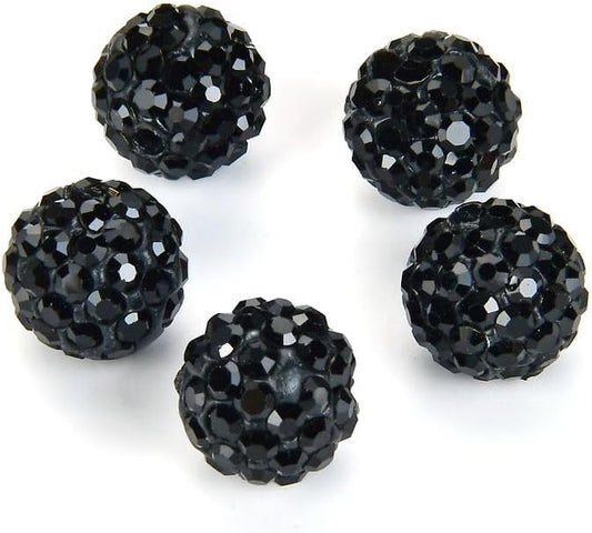 100pcs Adabele Grade A Suncatcher Crystal Rhinestone Pave Loose Beads 12mm Jet Black Polymer Clay Disco Ball Spacers Compatible with Shamballa All Craft Jewelry Making DB12-23