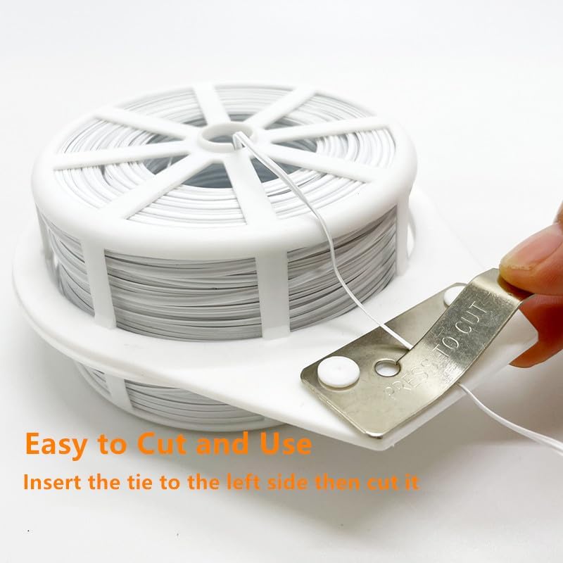 656ft (200m) Twist Ties, Garden Plant Ties with Cutter, Reusable Multifunctional Plant Ties, Fixing Vines Plant Support for Gardening Home Office(White)