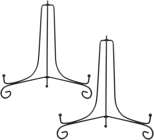 Artliving Large Plate Stands for Display - 12 Inch Adjustable Black Metal Holder for Decorative Plates, Picture Frames, Cookbooks, Plaques - Easel Stand with Foldable Design - 2 Pack