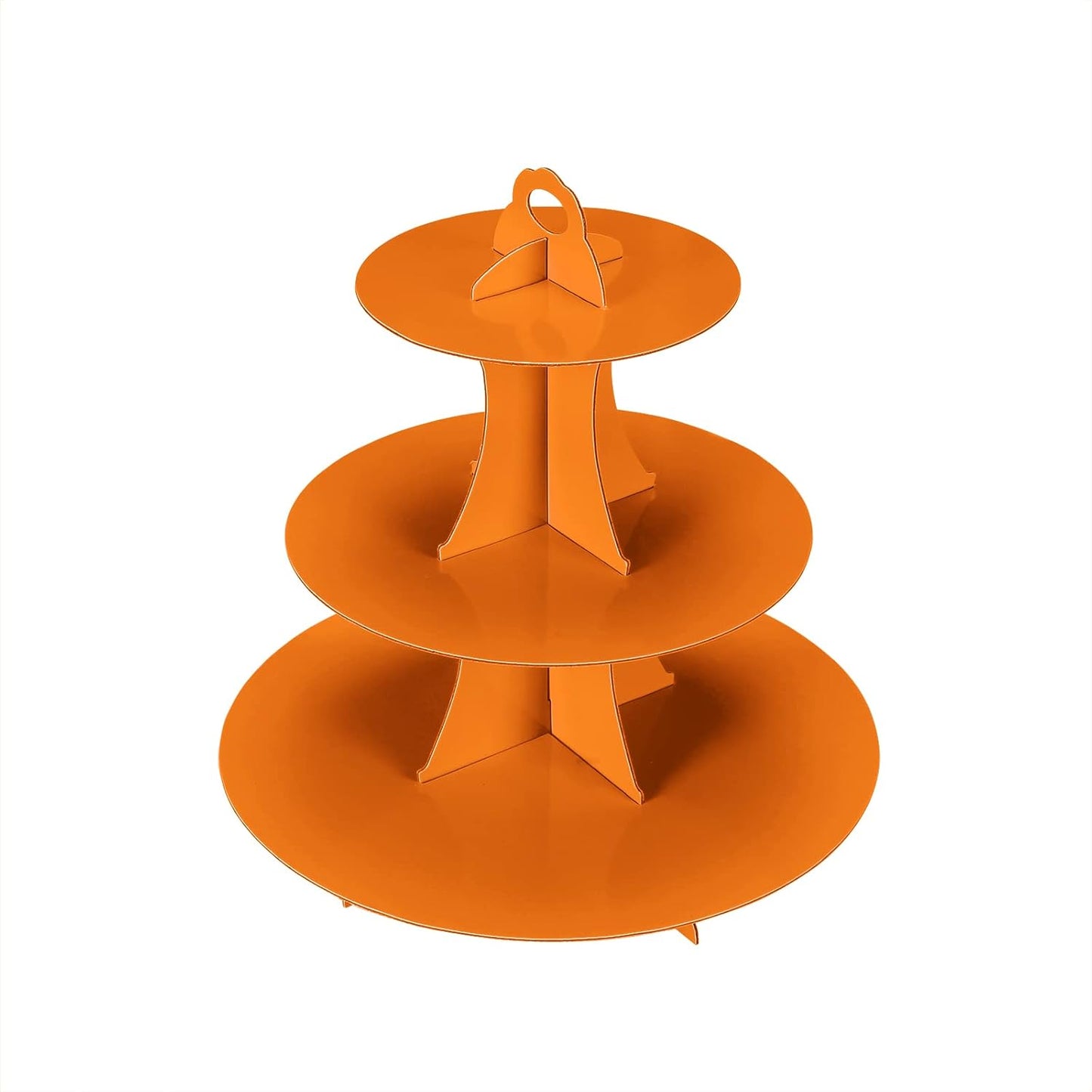 2Pcs 3-Tier Cupcake Stand, Cake Stand holder, Tiered DIY Cupcake Stand Tower for Dessert Table Displays, Birthday Theme Party Favors Decoration, Floral Tea Party, 12" W x 12.8" H, Orange