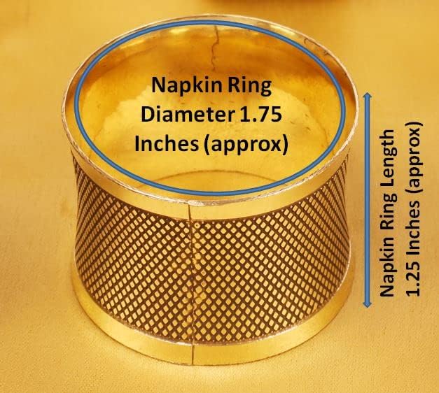 Brass Base Artistic Handcrafted Beautiful Round Shape Large Size Party Dining Table Napkin Holders in Antique Gold Tone. (Set of 6).