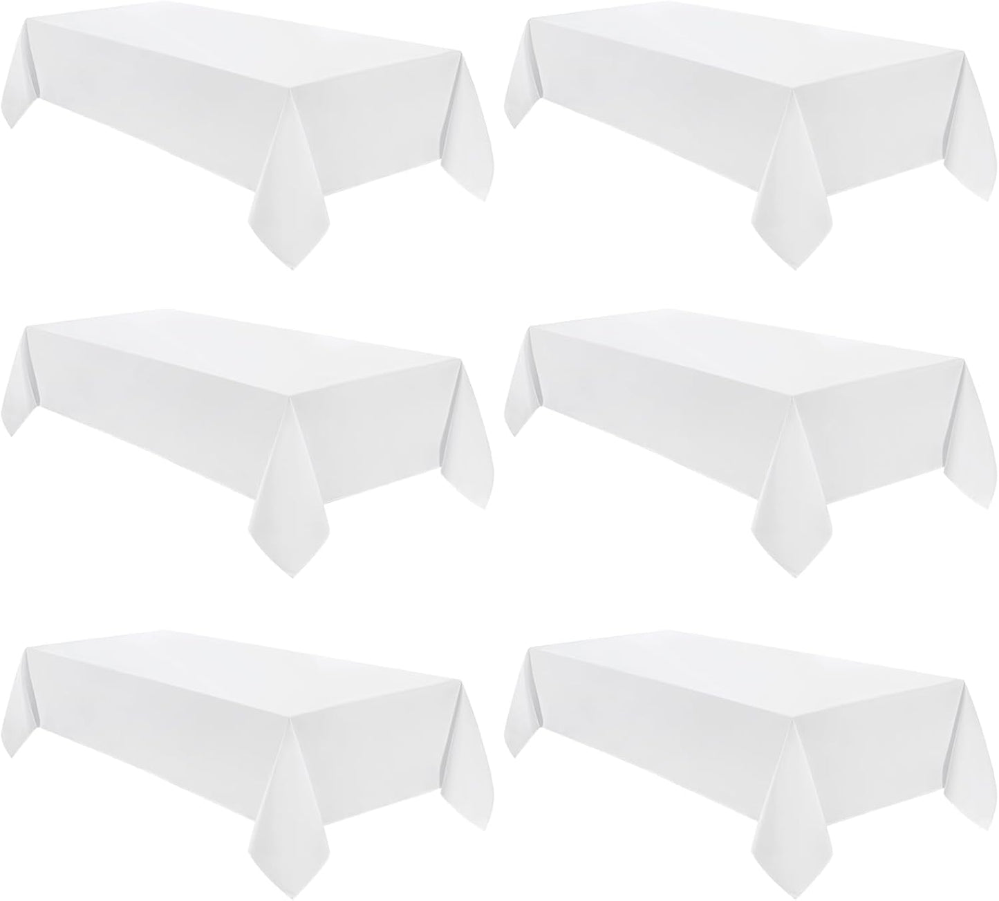 VidaFete Tablecloth 60 * 102inch 6 Pack Rectangle Table Cloth Polyester, Stain Wrinkle Resistant Dining Table Cover for Kitchen Dinning Party Wedding Rectangular Tabletop Buffet Decoration(White)