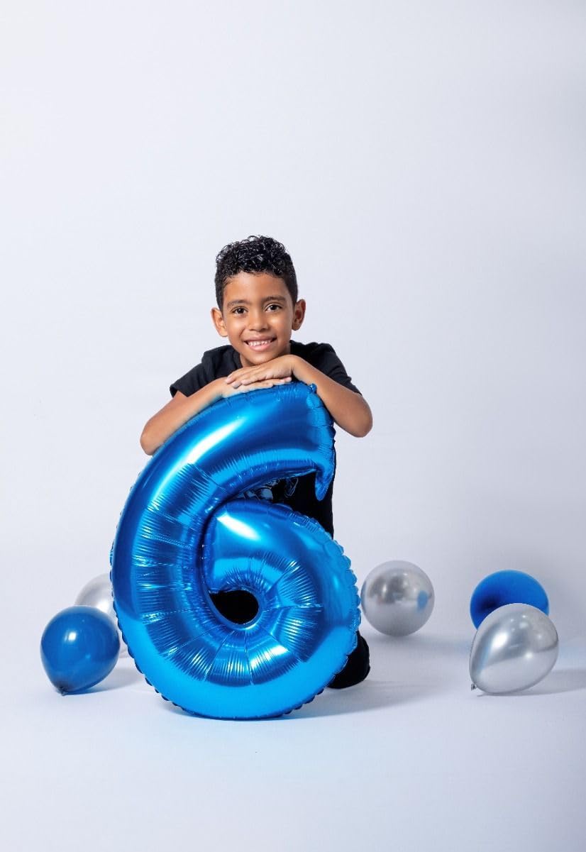 40 inch Dark Blue Number 6 Large Numbers Balloon 0-9 Birthday Party,Foil Mylar Big Balloon Digital 6 for 6 16 26 66 Birthday Party,Wedding, Anniversary Supplies Decorations