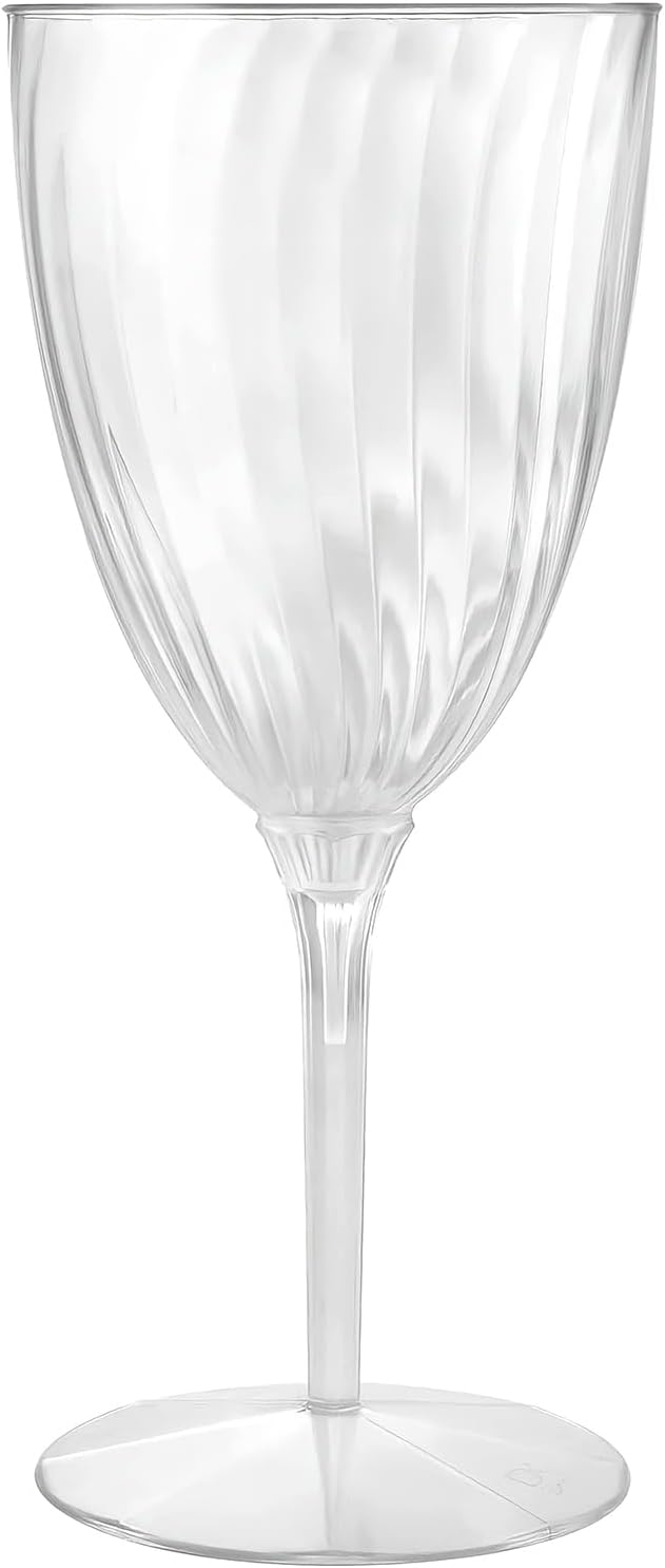 Lillian Tablesettings Premium Wine Glasses 8 oz. Clear Hard Plastic 1-Piece Disposable Cups Value Pack-96 Count