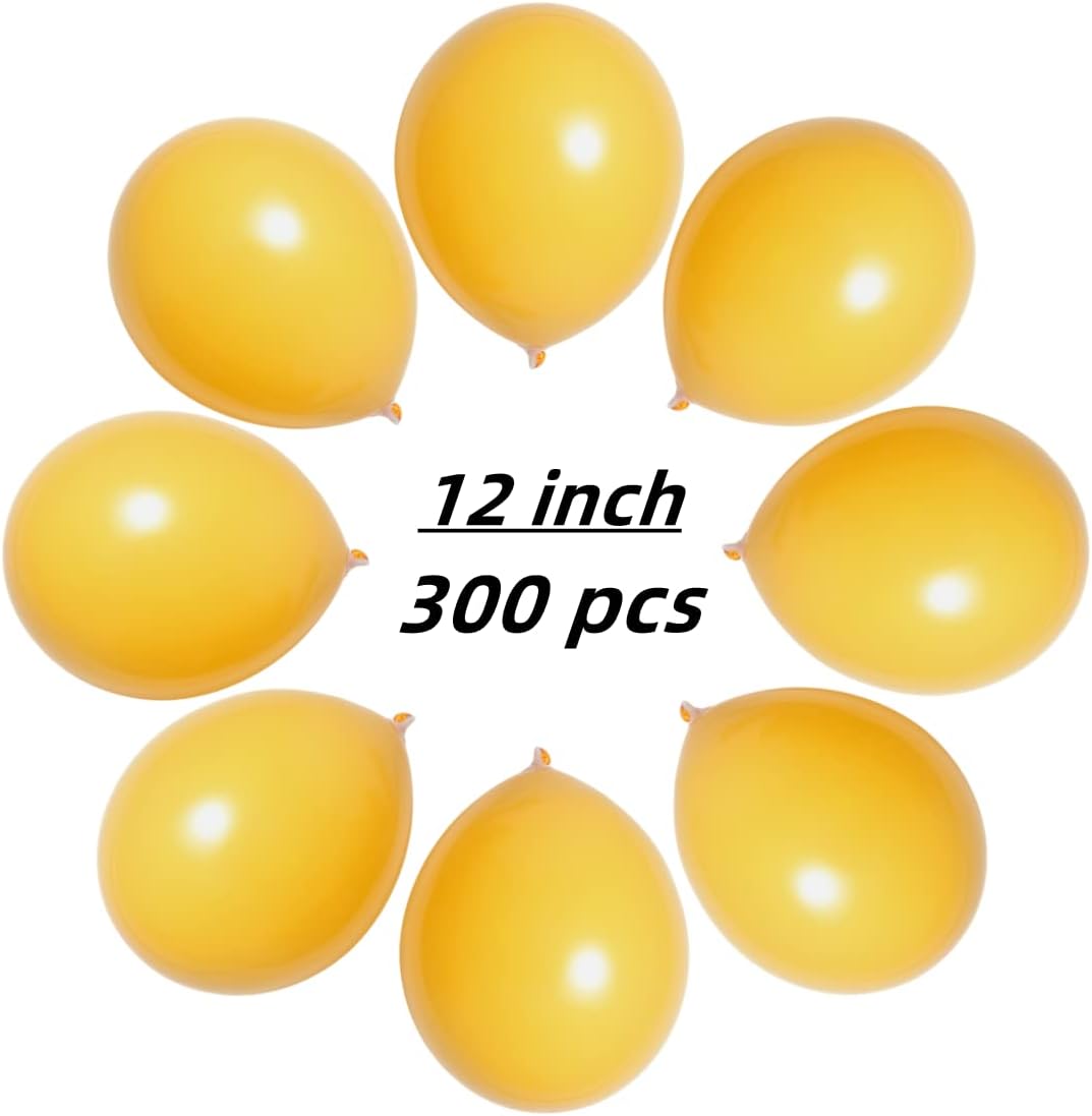 300 Pack Lemon Yellow Balloons 12 inch Mustard Yellow Latex Party Balloon Bulk for Various Party Events Decorations