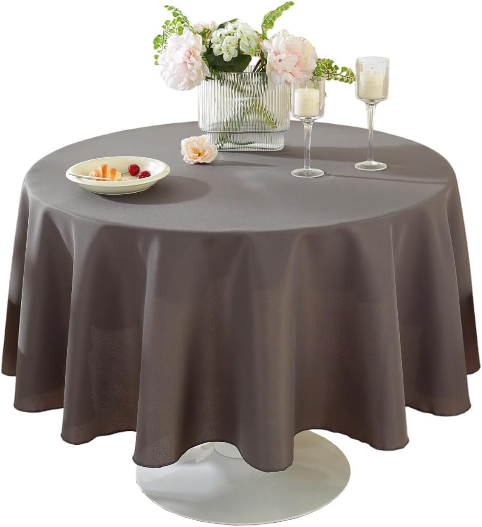 Craft And Party Round Tablecloth, 60 Inch Charcoal Tablecloth, Polyester Fabric Washable Table Cloth for Home, Party, Wedding or Restaurant Use.