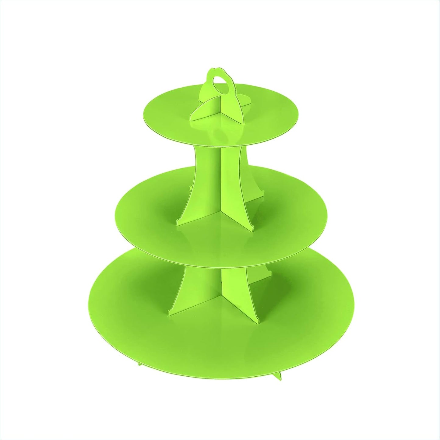 2Pcs 3-Tier Cupcake Stand, Cake Stand holder, Tiered DIY Cupcake Stand Tower for Dessert Table Displays, Birthday Theme Party Favors Decoration, Floral Tea Party, 12" W x 12.8" H, Green