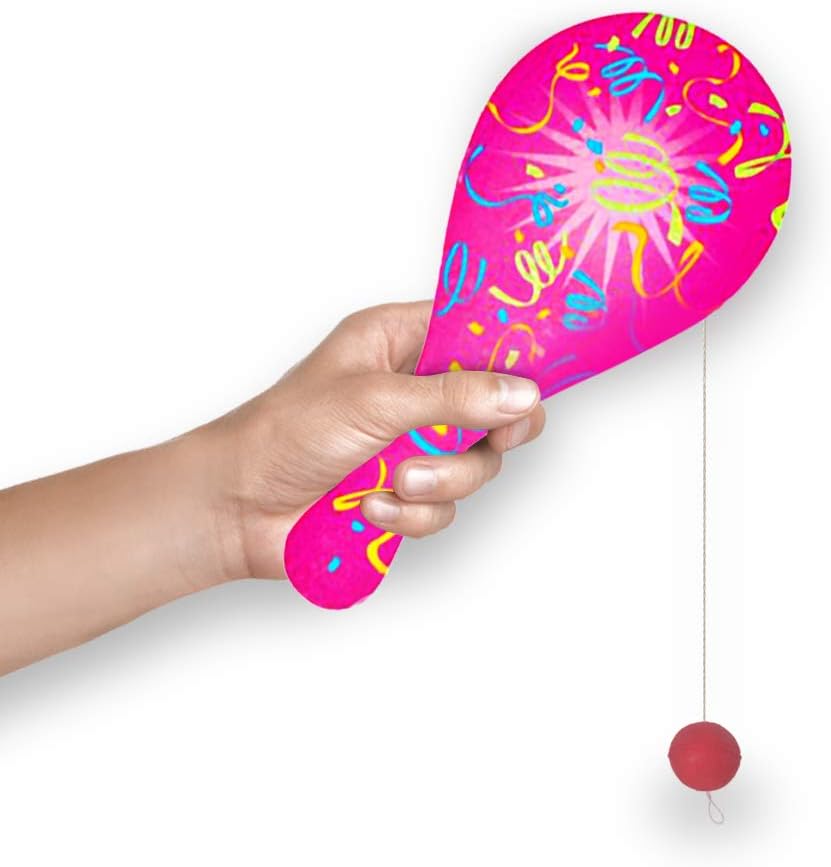 ArtCreativity Neon Paddle Balls, Pack of 12, 9.25 Inch Plastic Paddleball with String, Assorted Bright Colors, Great Party Favors, Goodie Bag Fillers, Fun Activity Toys for Kids