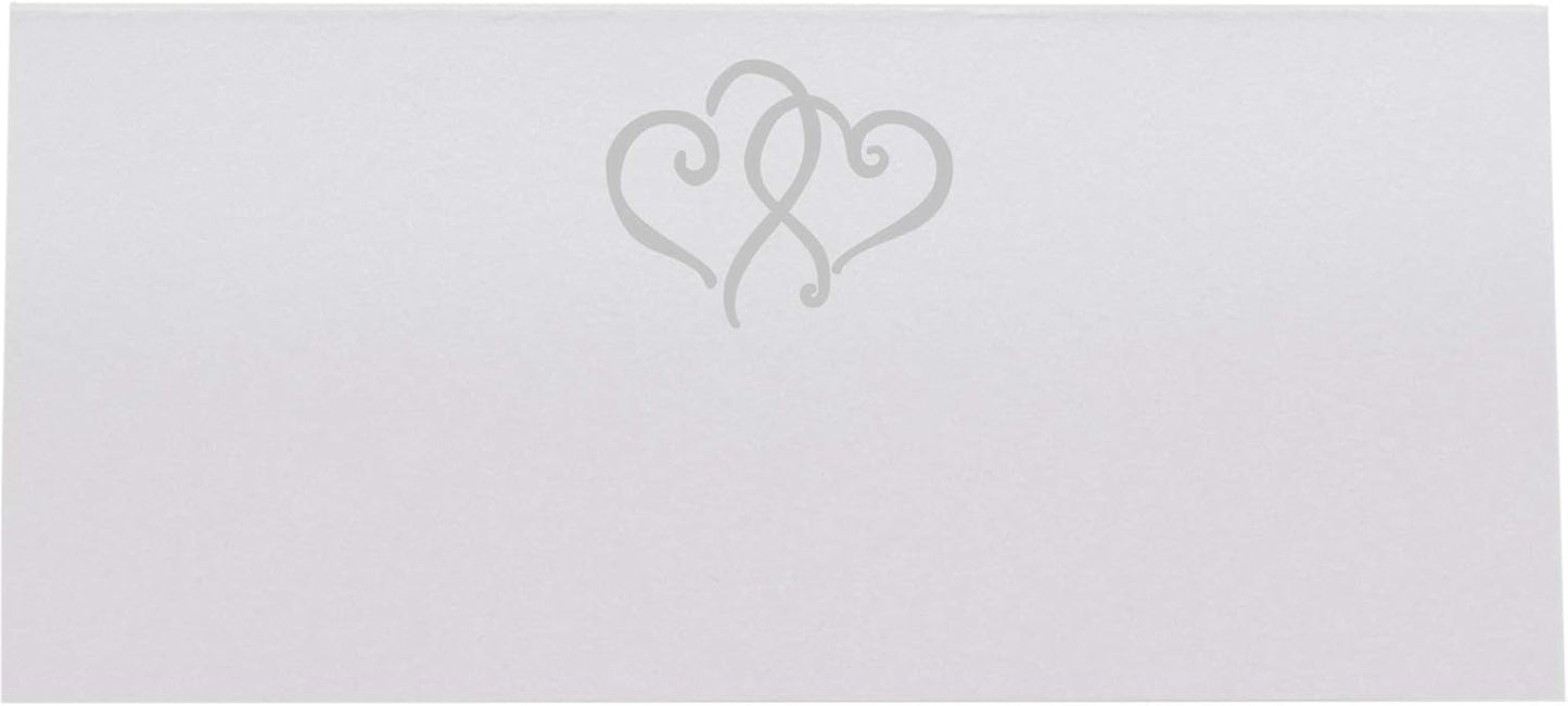 Linked Hearts Printable Place Cards, Silver (Choose Color), Set of 150 (25 Sheets), Laser & Inkjet Printers - Wedding, Party, Dinner, and Special Events - Made in the USA