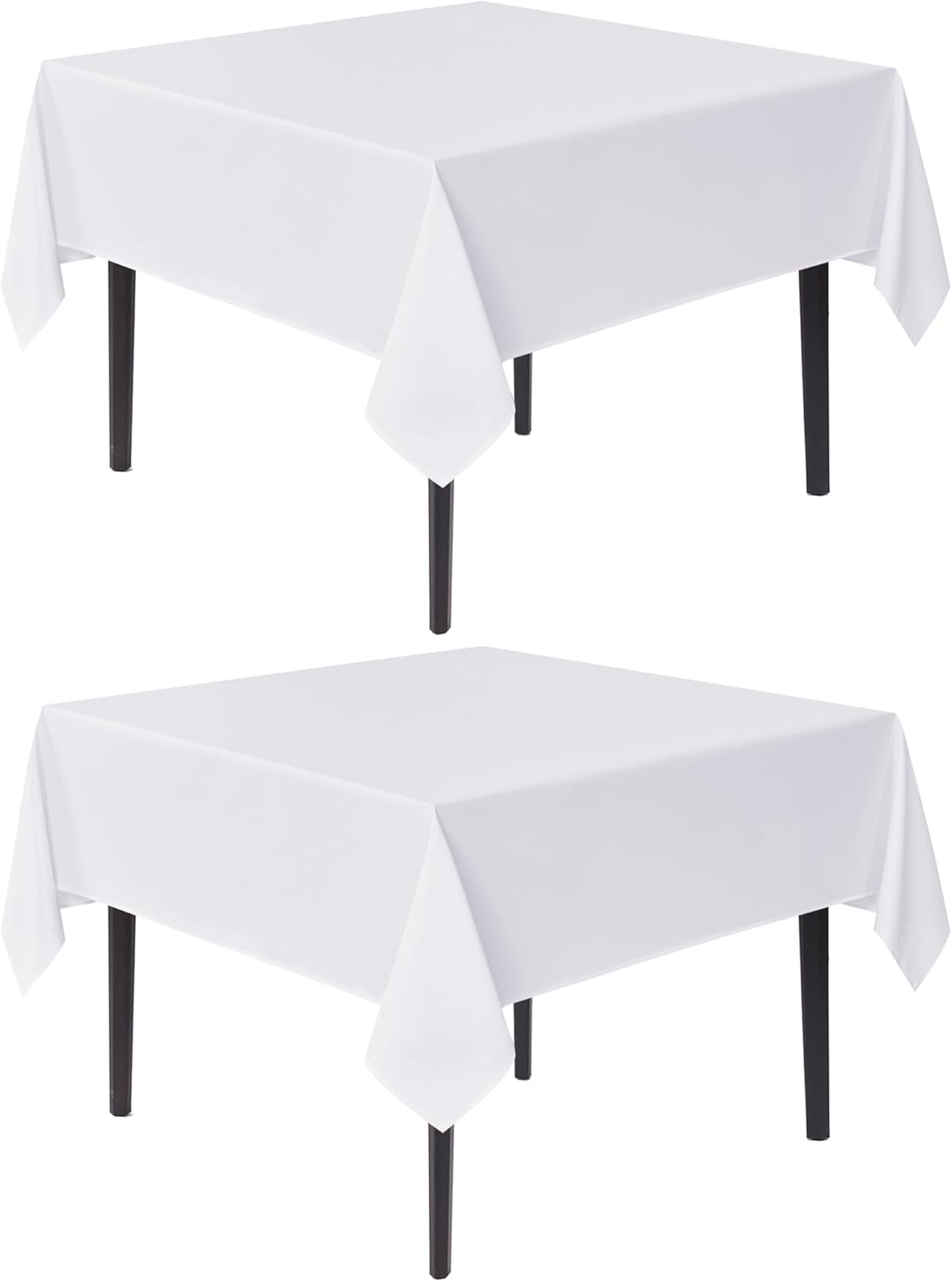 sancua White Square Tablecloths 54x54 Inch, 2 Pack - Fabric Table Cloth for Square or Round Tables, Washable Polyester Table Cover for Dinner, Holiday Party, Decorative Display Tables