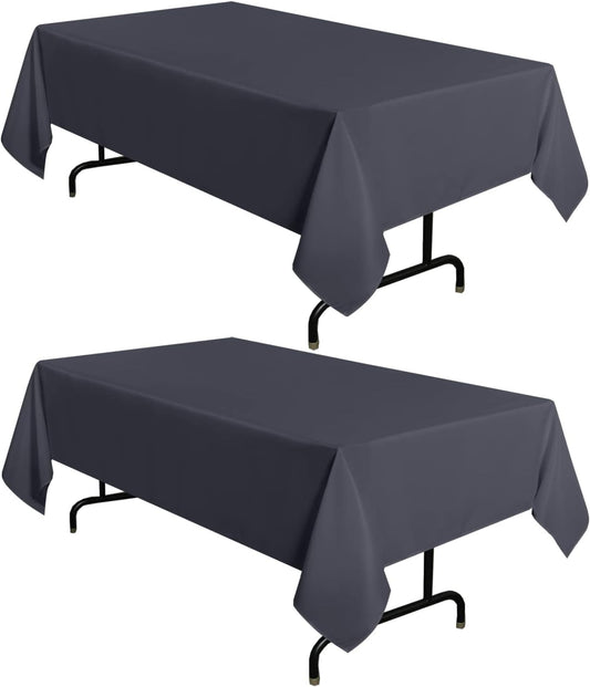 sancua 2 Pack Dark Grey Tablecloth 60 x 84 Inch, Rectangle 4 Feet Table Cloth - Stain and Wrinkle Resistant Washable Polyester Table Cover for Dining Tables, Buffet Parties and Camping