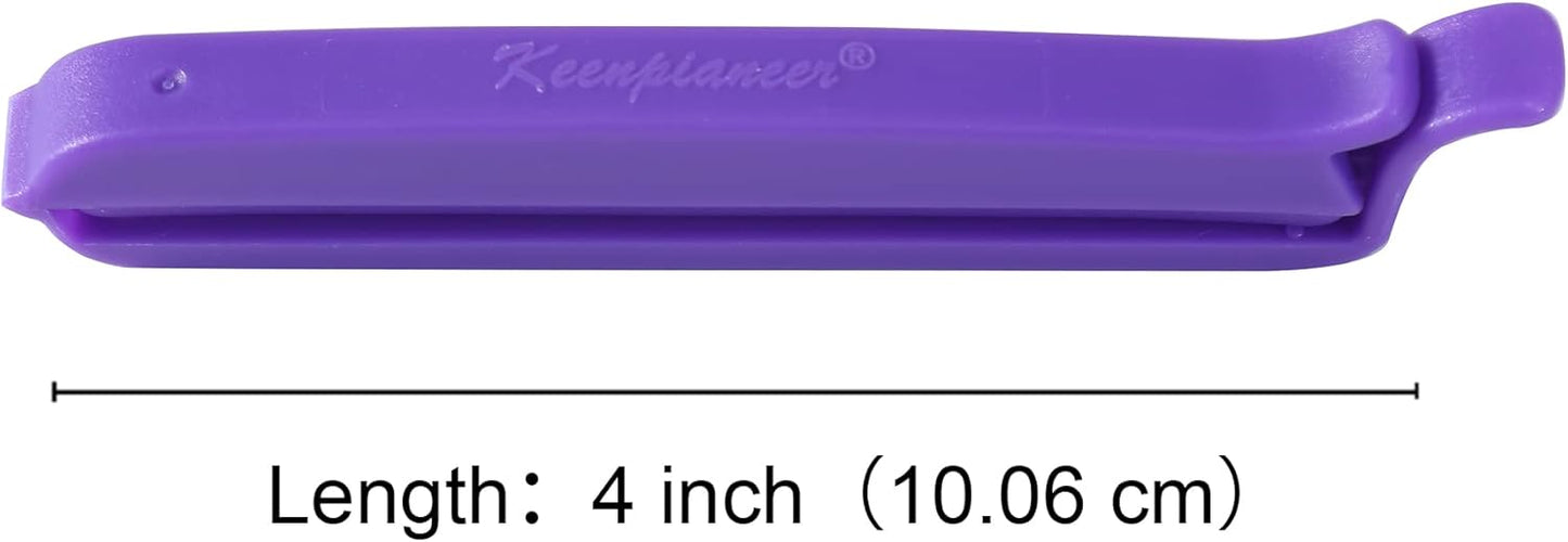 Keenpioneer Bag Sealing Clips for Food and Snack Storage, Decorating/Icing Bag Sealing Clips, 4inch, 12-Piece, 4-Color