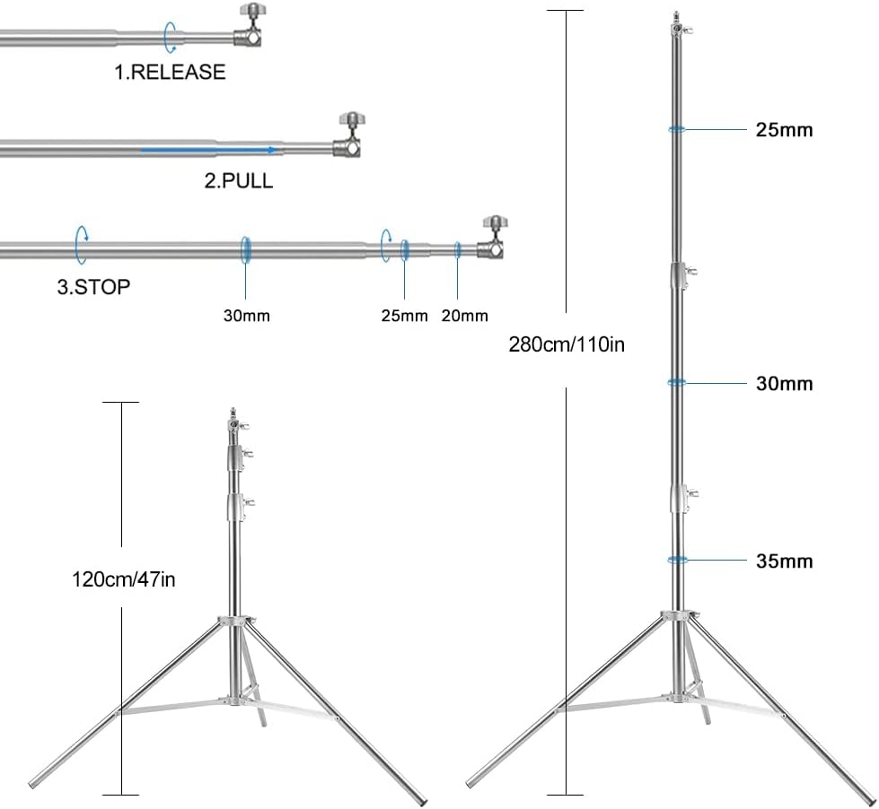 Photo Video Studio Backdrop Stand, 9.19ft Stainless Steel Backdrop Support System Background Stand with Carry Bag for Portrait & Studio Photography