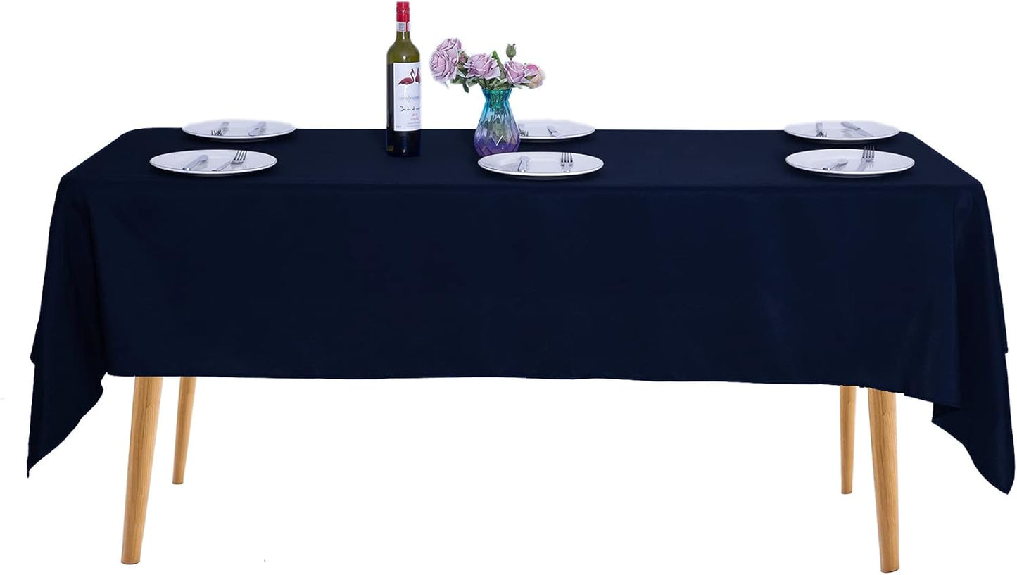 Ascoza 2pack 60x120 Inch Navy Rectangular Tablecloth 6 Feet Table Cloth in Polyester Fabric for Wedding/Banquet/Restaurant/Parties