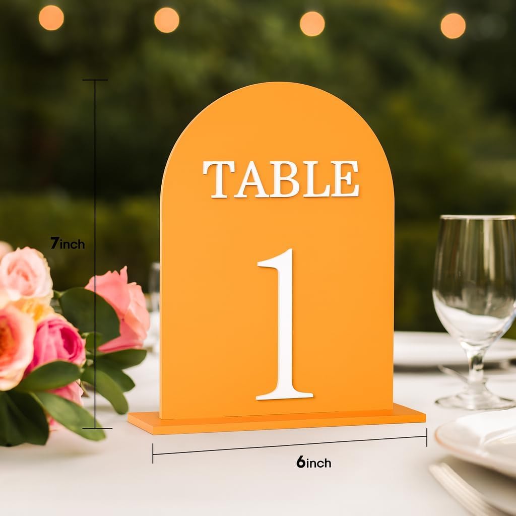Arch Wedding Table Numbers 1-15 with Stands, 5" X 7" Double Sided Acrylic Wedding Sign Holders, Durable Non-Fading Table Number for Wedding Reception, Events, and Centerpieces