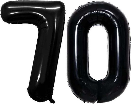 GOER Number 70 Balloons for 70th Birthday Party Decorations,42 Inch Jumbo Foil Helium Balloons for 70th Anniversary (Black)