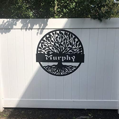 RealSteel Personalized Metal Wall Art - Custom Tree of Life Design with Family Name - Circular Metal Sign - Personalized Wedding, Anniversary, or Housewarming Gift (18")