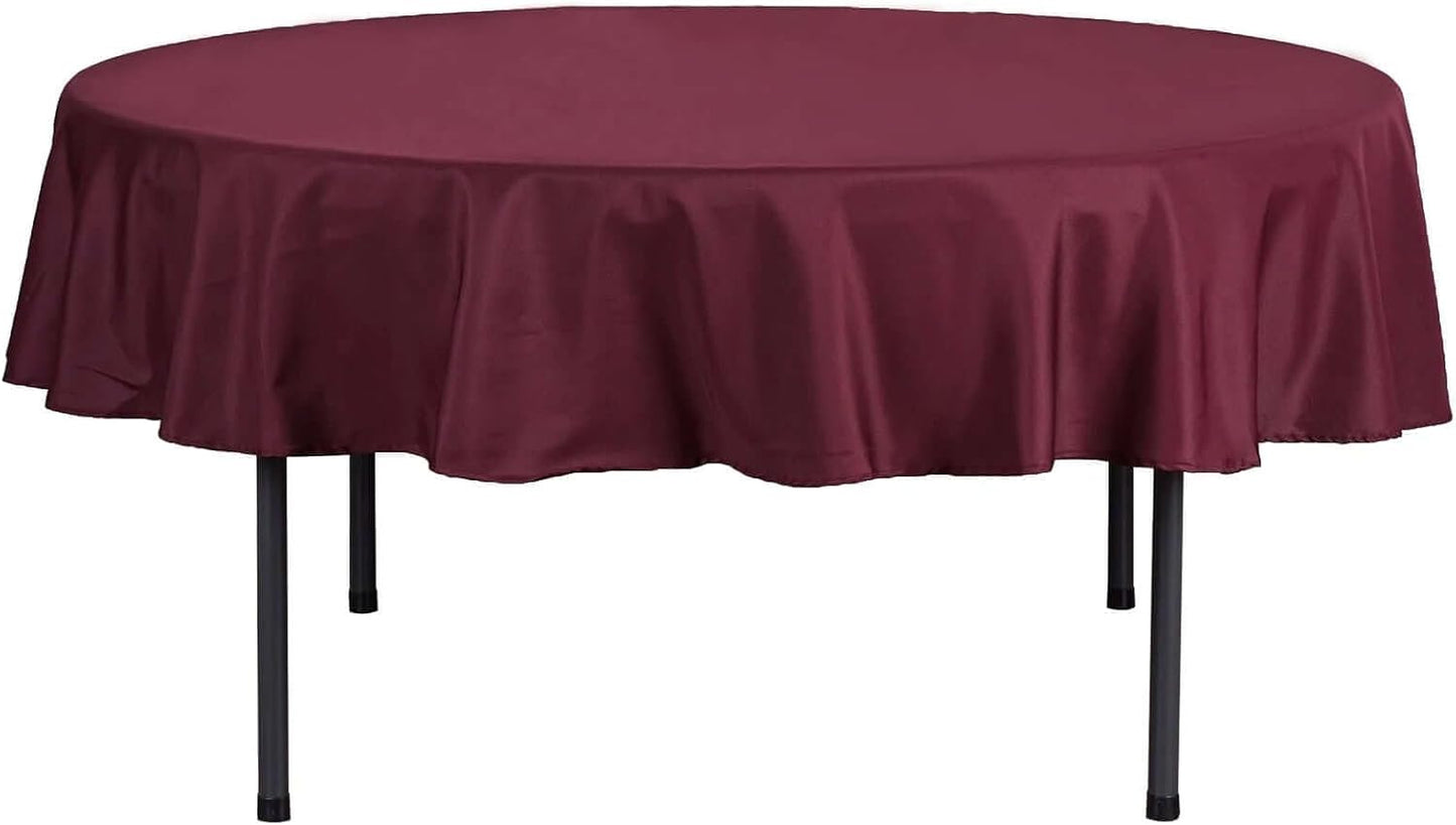 Efavormart Round Tablecloth, 70 Inch Stain & Wrinkle Resistant Washable Table Cloth, Decorative Polyester Fabric Table Cover for Banquet, Wedding, Dining- Burgundy