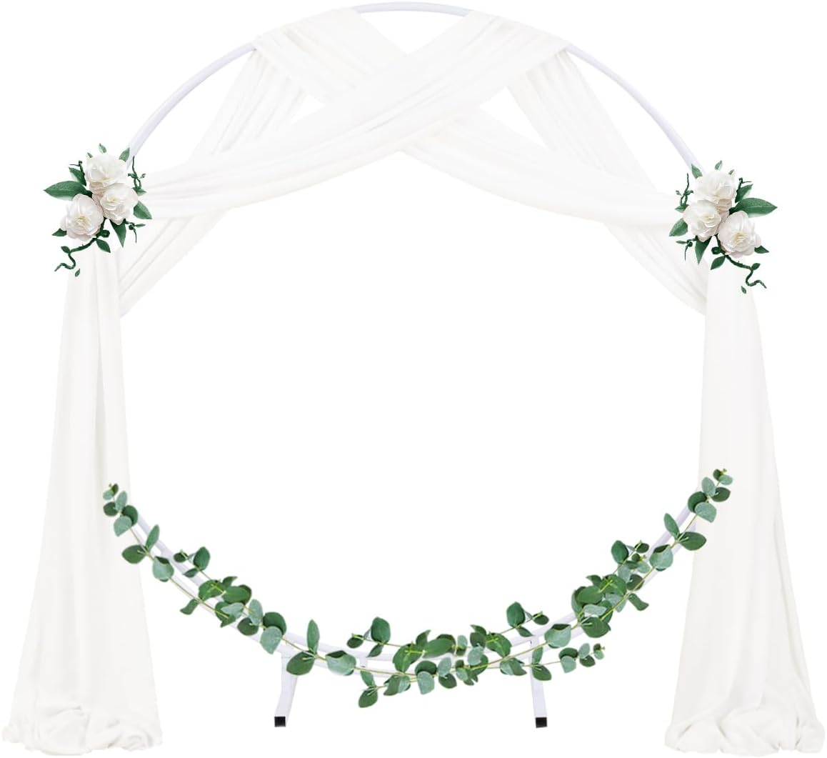 Socomi Wedding Arch Draping Fabric 1 Panel 29" x 19Ft Ivory Sheer Chiffon Curtain Drapes 6 Yards for Wedding Ceremony Birthday Party Decoration