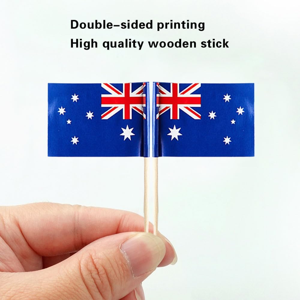 Australia Flag Australian Flag, Small Mini Australia Toothpick Flags for Food, Cupcakes, Cocktails, Appetizers, Bar Party Decorations