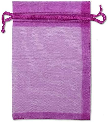 TheDisplayGuys 48-Pack 6x8 Hot Pink Sheer Organza Gift Bags with Drawstring, Jewelry Candy Treat Wedding Party Favors Mesh Pouch