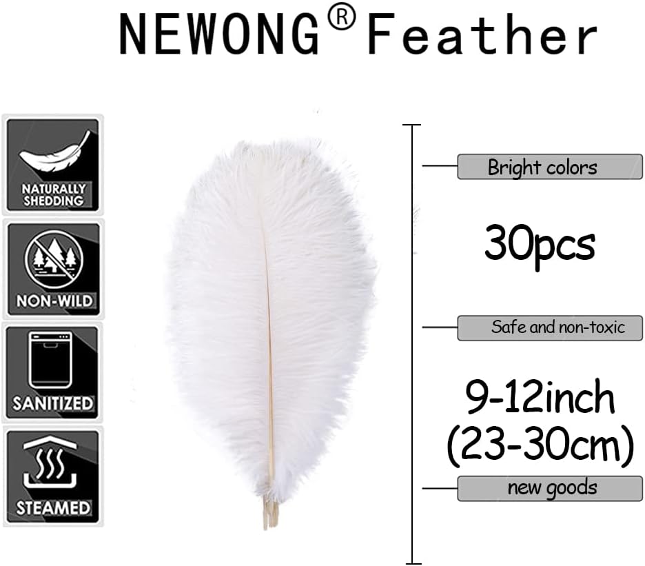 NEWONG 30pcs Blue-Green Ostrich Feathers Natural Bulk 9-12inch(23-30cm) Vase Craft Wedding Home Party Centerpieces Christmas Day Decoration