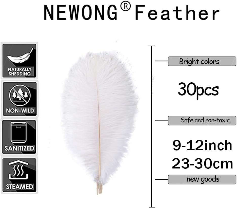 NEWONG 30pcs Mint Green Ostrich Feathers Natural Bulk 9-12in（23-30cm） Vase Craft Wedding Home Party Centerpieces Christmas Day Decoration