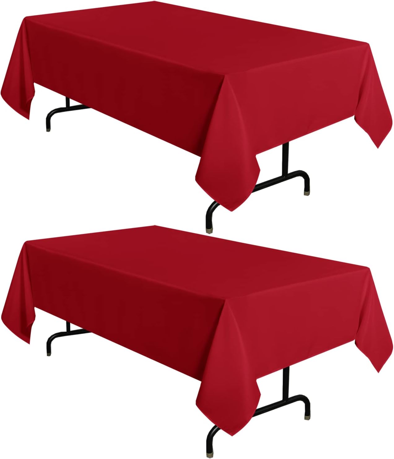 sancua 2 Pack Red Tablecloth 60 x 102 Inch, Rectangle 6 Feet Table Cloth - Stain and Wrinkle Resistant Washable Polyester Table Cover for Dining Tables, Buffet Parties and Camping