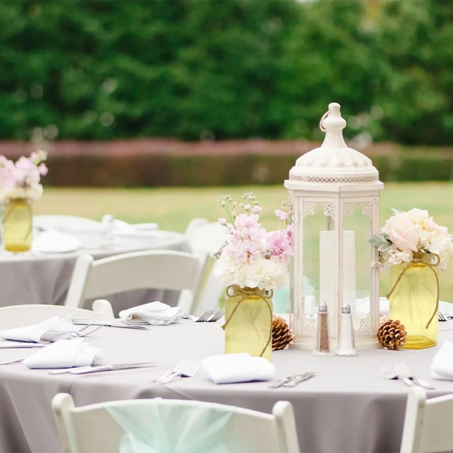 Vintage Glass Flower Vase，6 Pack Gold Amber Farmhouse Glass Centerpiece Vases Mason Jars for Weddings, Parties & Home Decor Bulk (6, Gold)