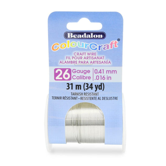 Beadalon ColourCraft Wire, 26 Gauge, Silver Color, 34 yd Spool