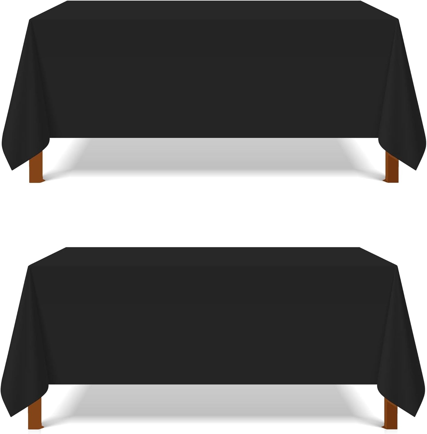 Pomp Black 90" x 156" Poplin Polyester Tablecloth (2 Pack) | Wrinkle + Stain Resistant Easy Care Premium Fabric | Fits 8FT Rectangle Table