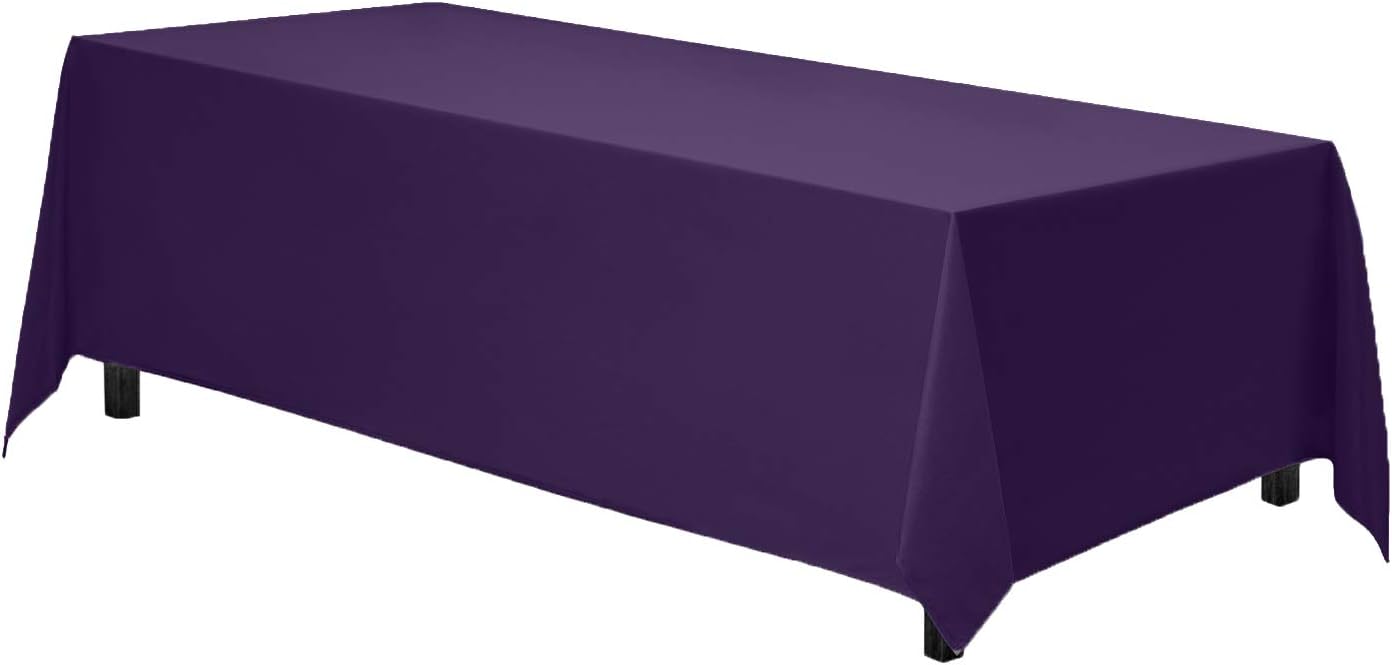 Gee Di Moda Rectangle Tablecloth - 90 x 156 Inch Purple Table Cloth for 8 Foot Table with Floor-Length Drop - Heavy Duty Washable Fabric - 8 Ft Buffet Table, Holiday Party, Wedding & Baby Shower