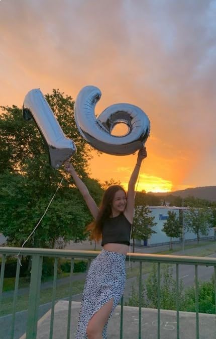 Silver 40 Inch 10 Number Balloons, 10 Decorations for 10 100 Birthday, Foil Giant Birthday Graduations Anniversary Party Balloons