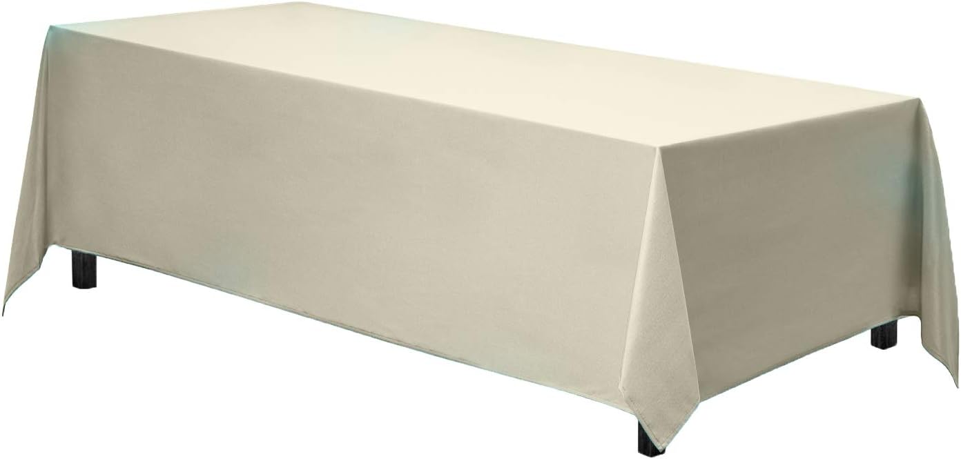 Gee Di Moda Rectangle Tablecloth - 70 x 120 Inch Ivory Table Cloth for 6 or 8 Foot Rectangle Table - Heavy Duty Washable Fabric - for Buffet Table, Holiday Party, Dinner, Wedding & Baby Shower