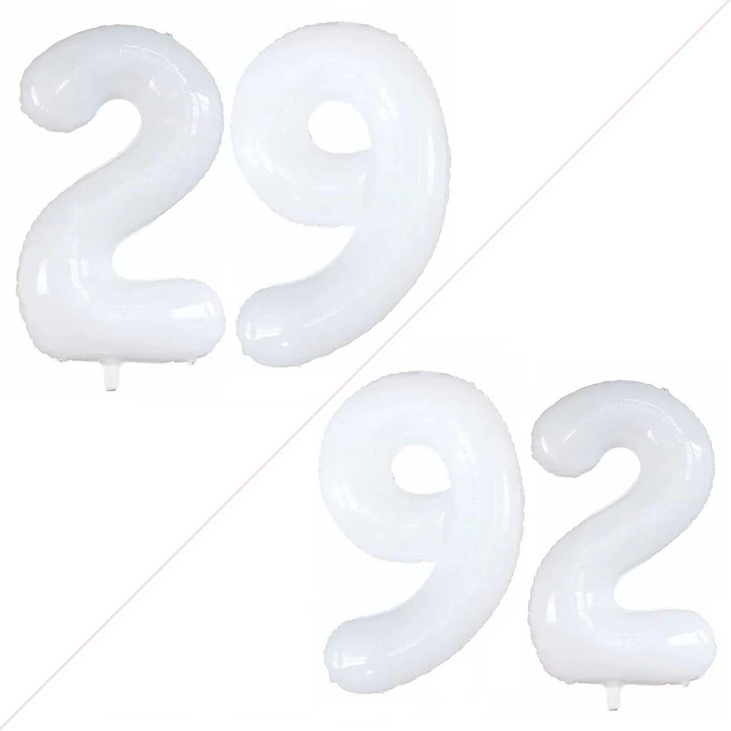 GOER Number 29 Balloons for 29th Birthday Party Decorations,42 Inch Jumbo Foil Helium 92 Balloons for 92nd Birthday Party Decoration (White)
