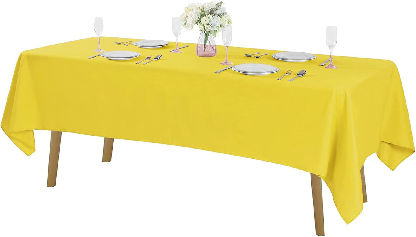 Rectangle Tablecloth 60x84 inch Washable Polyester Fabric Table Cloth for Wedding Party Dining Banquet Decoration（60x84,Yellow）