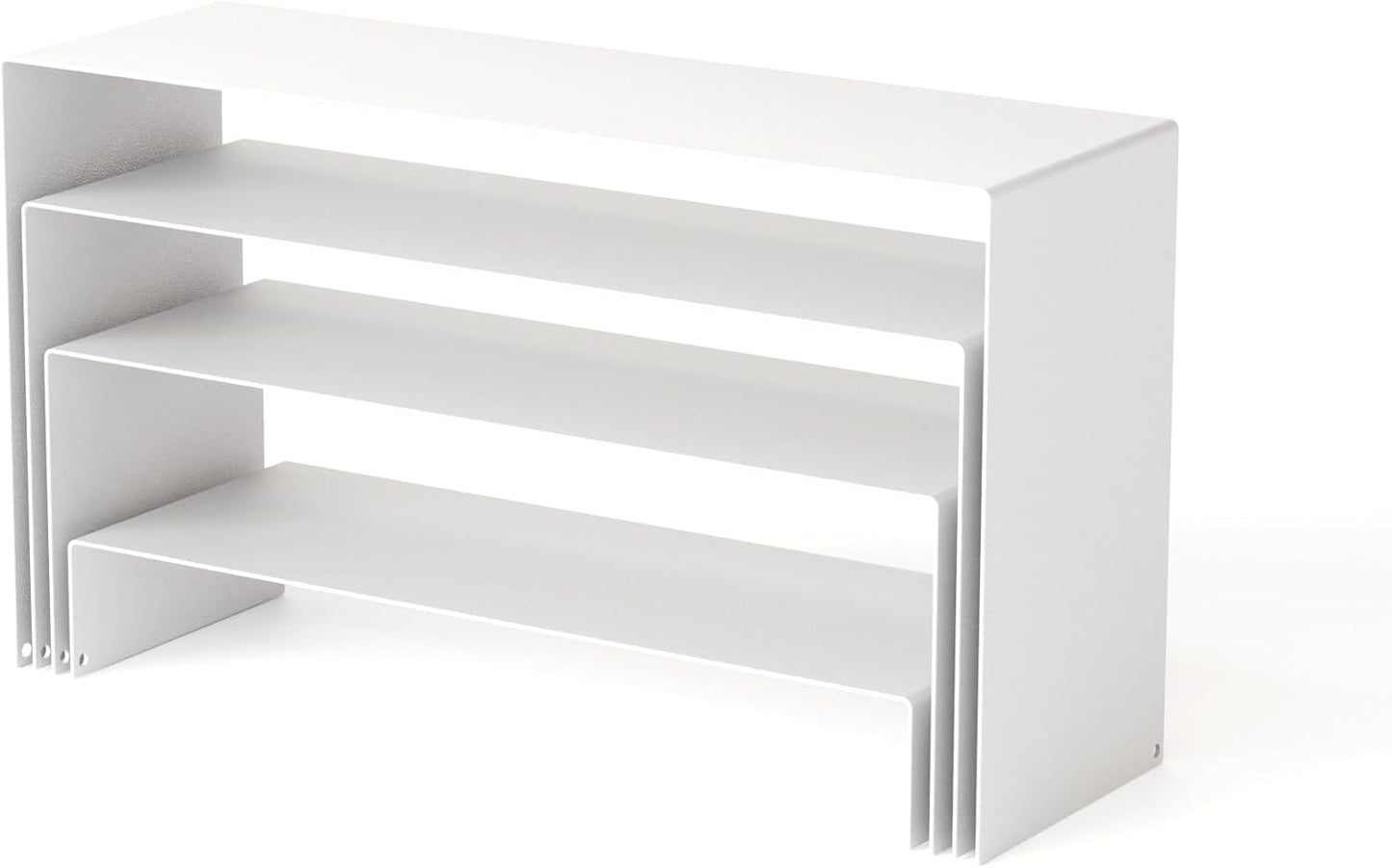 Black Matte Metal Display Stand,8 Pcs 2 Set Display Risers, Metal Rectangular Display Shelf for Showcase, Dessert, Toys, Perfume (8Pcs-Black, L7''x8''x9'')