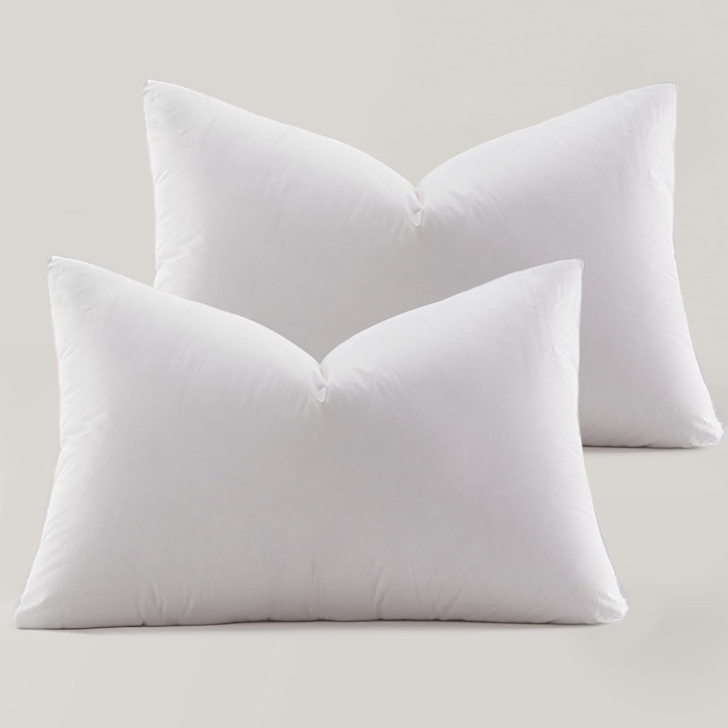 Globon Ultra Soft Down Pillow Standard Size Set of 2, All Down Filled Bed Pillow for Sleeping, 100% Cotton Shell 500 Thread Count, Soft Hotel Collection Down Feather Pillow 20" x 26"