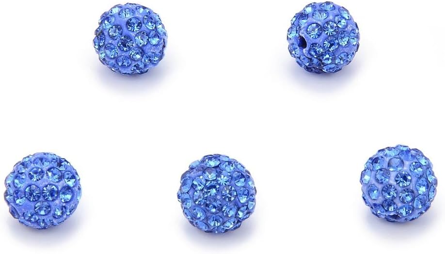 25pcs Adabele Grade A Suncatcher Crystal Rhinestone Pave Loose Beads 12mm Light Sapphire Blue Polymer Clay Disco Ball Spacers Compatible with Shamballa All Craft Jewelry Making DB12-14