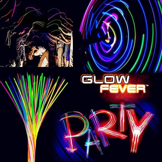 Glow Fever Glow Sticks Bulk 100ct 22'' Glow Necklaces with Connectors, Neon Light Sticks for Party Festivals Raves Concert Birthday Wedding, Tri-color